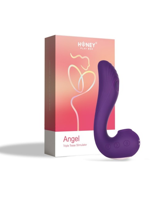 Angel - Vibromasseur 3 en 1 point G et léchage du clitoris - Violet