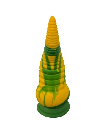 Gode ventouse tentacule Kraken vibrant 21 cm vert et jaune USB