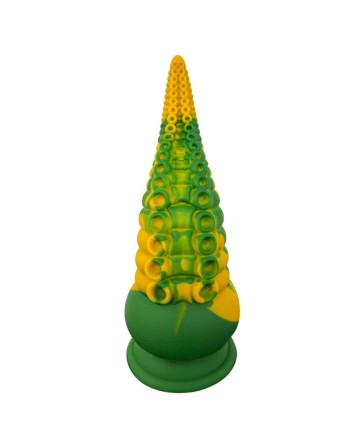 Gode ventouse tentacule Kraken vibrant 21 cm vert et jaune USB